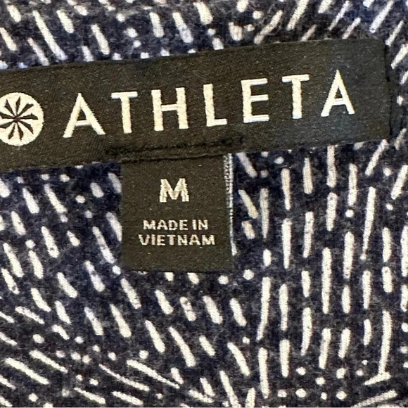 Athleta Santorini Thera Dress Navy Blue White Printed Sleeveless Casual Size Med - Picture 6 of 11